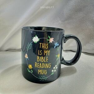 This Is My Bible Reading Mug Dark Gray Floral Glossy 15 Oz